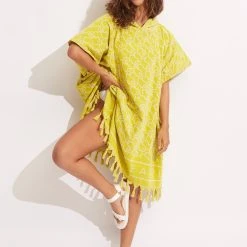 Seafolly Ladies SF Monogram Towel Poncho - Wild Lime
