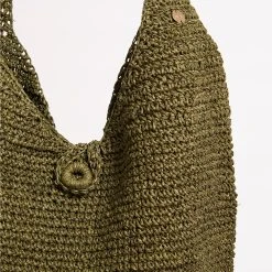 Seafolly Ladies Cocoon Woven Tote - Olive -Seafolly shop 71879 BG Olive 3