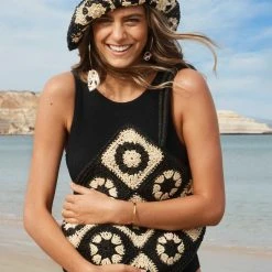 Seafolly Ladies Crochet Tote - Black/Natural