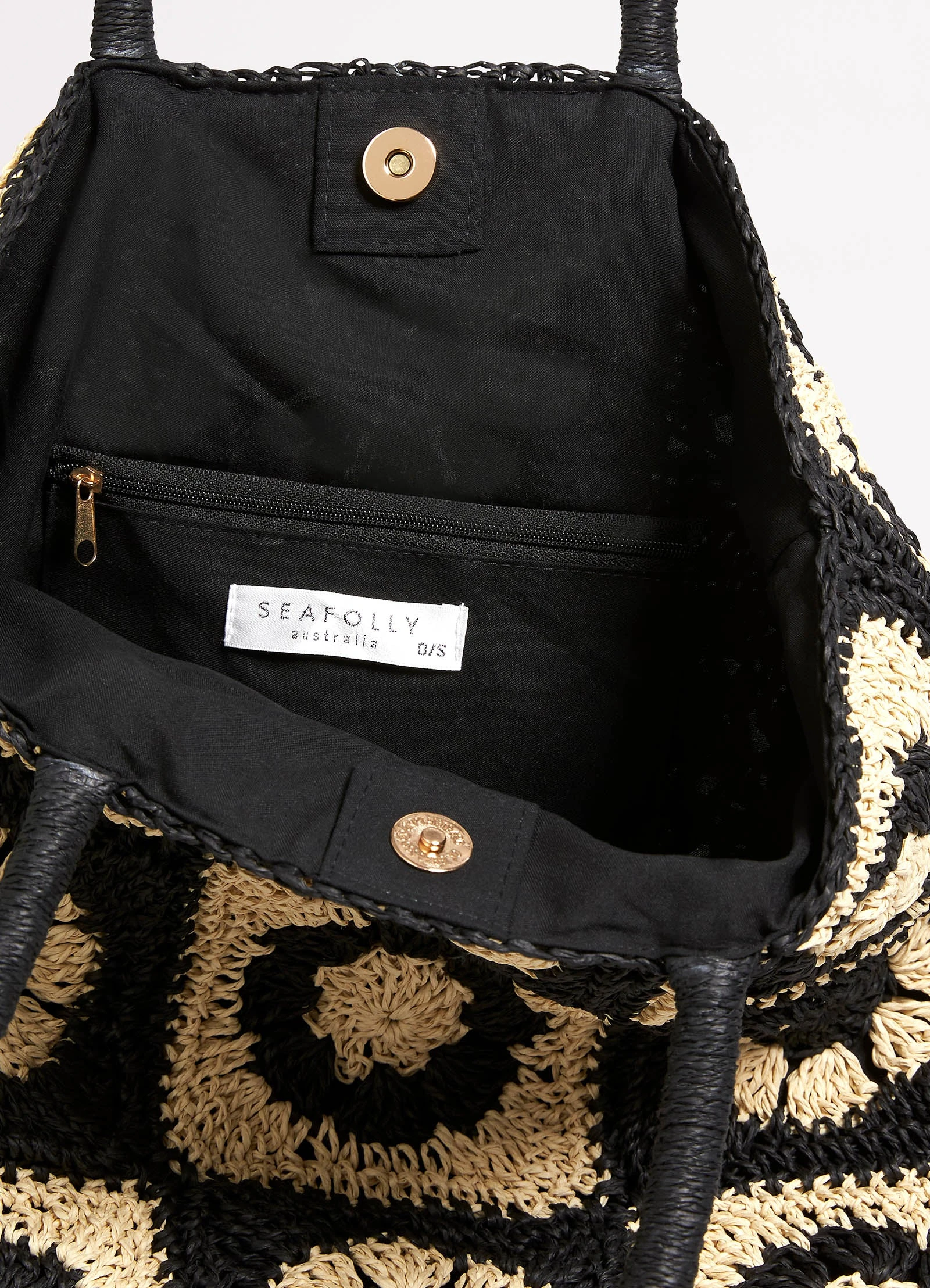 Seafolly Ladies Crochet Tote - Black/Natural 6 Seafolly Ladies Crochet Tote - Black/Natural - Image 4