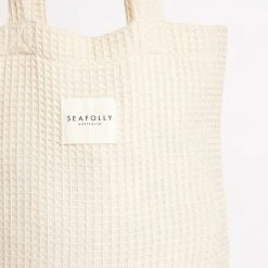 Seafolly Ladies Waffle Towel & Tote Set - Sand 12 Seafolly Ladies Waffle Towel & Tote Set - Sand -Seafolly shop 71897 TL Sand 4