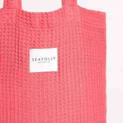 Seafolly Ladies Waffle Towel & Tote Set - Sun Kissed Coral -Seafolly shop 71897 TL SunKisdCrl 4