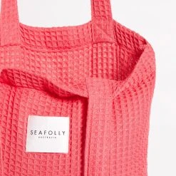 Seafolly Ladies Waffle Towel & Tote Set - Sun Kissed Coral -Seafolly shop 71897 TL SunKisdCrl 5