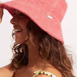 Seafolly Ladies Terry Bucket Hat - Sun Kissed Coral