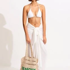 Seafolly Ladies Logo Woven Tote - Natural